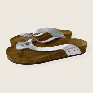 CLEARANCE - Wolkenwerk Metallic Crackle Leather Footbed Sandal